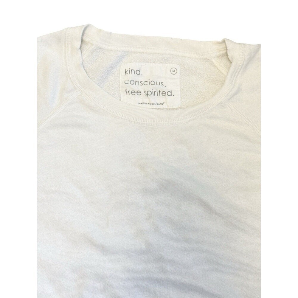 Unsubscribed White Raglan Sweatshirt Women’s Medium NWOT Minimal Sustainable Eco - Picture 3 of 9
